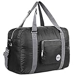Wandf Foldable Travel Duffel Bag Super Lightweight for Luggage, Sports Gear Or Gym Duffle, Water Resistant Nylon (40L Negro)